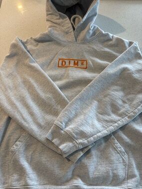Dime Gray Hoodie with Yellow Tag